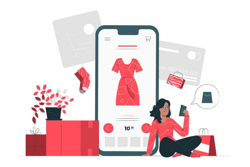 Contabilidade para ecommerce vetor mulher sentada compras